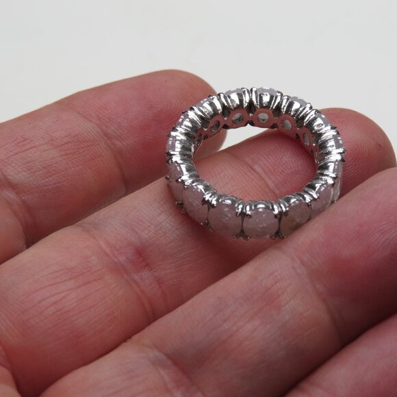 *925 Sterling Silver Crystal Quartz Ring Band - Picture 4 of 5